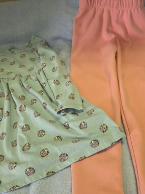 Old Navy Mint Green Floral Top/Dress and Coral Sweats